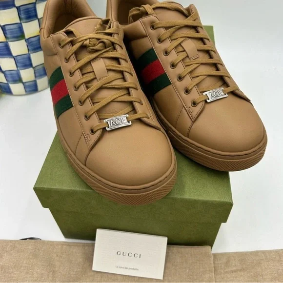 Mens Gucci ace Webb low top leather Sneakers size 11 fits 12 US made in Italy - Picture 3 of 13
